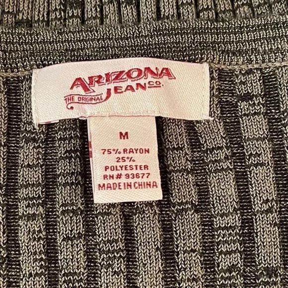 ARIZONA Jean Co. Sweater Women’s Green Lace up Collar Ribbed Knit Pullover - Picture 6 of 6